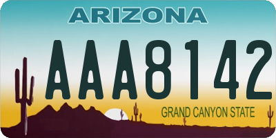 AZ license plate AAA8142