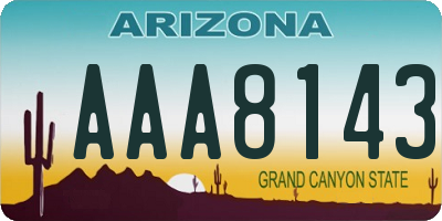 AZ license plate AAA8143