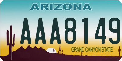 AZ license plate AAA8149