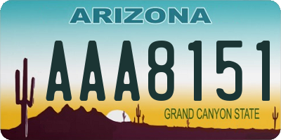 AZ license plate AAA8151