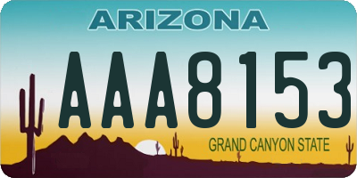 AZ license plate AAA8153