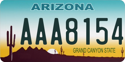 AZ license plate AAA8154