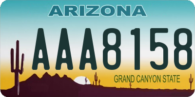 AZ license plate AAA8158