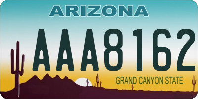 AZ license plate AAA8162