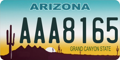 AZ license plate AAA8165