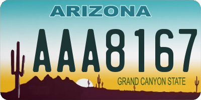 AZ license plate AAA8167