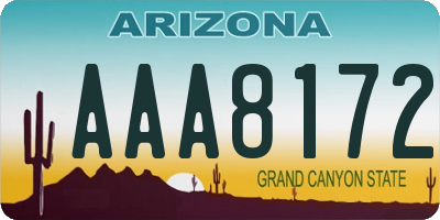 AZ license plate AAA8172