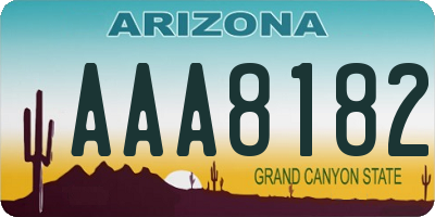 AZ license plate AAA8182