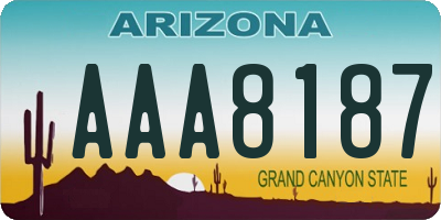 AZ license plate AAA8187