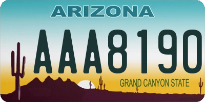 AZ license plate AAA8190