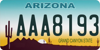 AZ license plate AAA8193