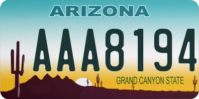 AZ license plate AAA8194