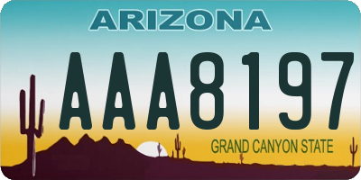 AZ license plate AAA8197