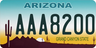 AZ license plate AAA8200