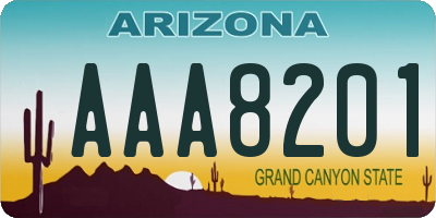 AZ license plate AAA8201