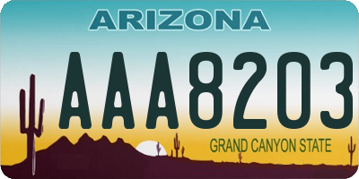 AZ license plate AAA8203