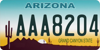 AZ license plate AAA8204