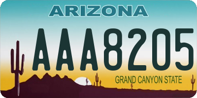 AZ license plate AAA8205