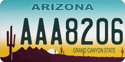 AZ license plate AAA8206