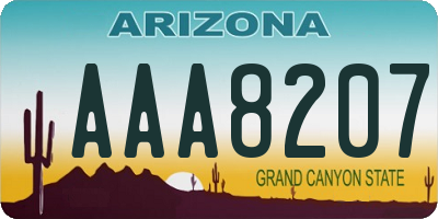 AZ license plate AAA8207