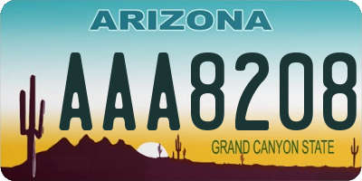 AZ license plate AAA8208