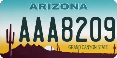 AZ license plate AAA8209