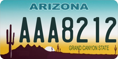 AZ license plate AAA8212