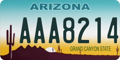 AZ license plate AAA8214