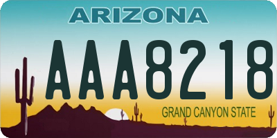 AZ license plate AAA8218