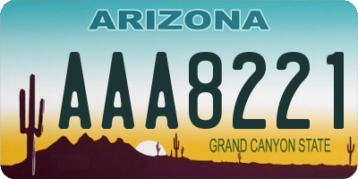 AZ license plate AAA8221