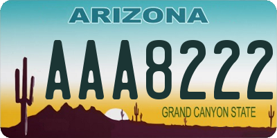 AZ license plate AAA8222