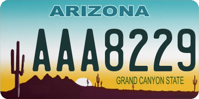 AZ license plate AAA8229