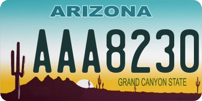 AZ license plate AAA8230