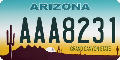 AZ license plate AAA8231