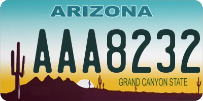 AZ license plate AAA8232