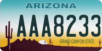 AZ license plate AAA8233