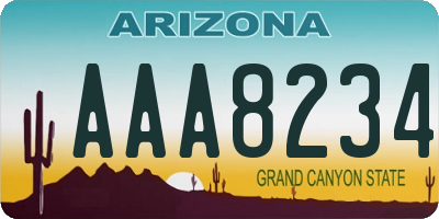 AZ license plate AAA8234