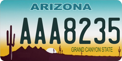 AZ license plate AAA8235