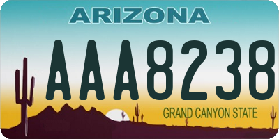 AZ license plate AAA8238