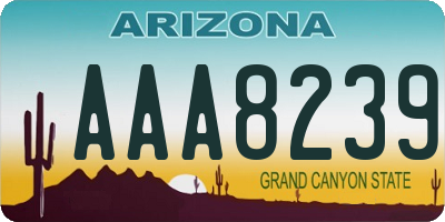 AZ license plate AAA8239