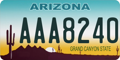 AZ license plate AAA8240