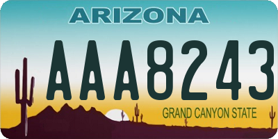 AZ license plate AAA8243