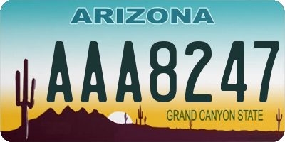 AZ license plate AAA8247