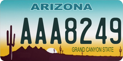 AZ license plate AAA8249