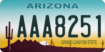 AZ license plate AAA8251