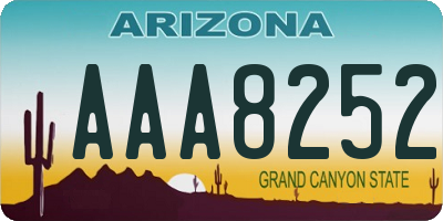 AZ license plate AAA8252