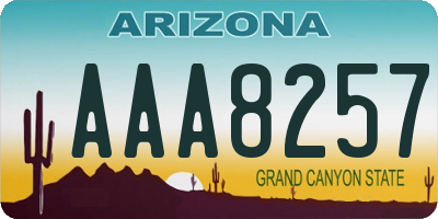 AZ license plate AAA8257