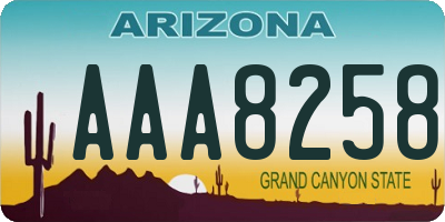 AZ license plate AAA8258