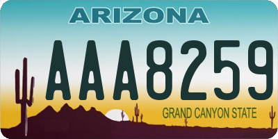 AZ license plate AAA8259