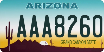 AZ license plate AAA8260